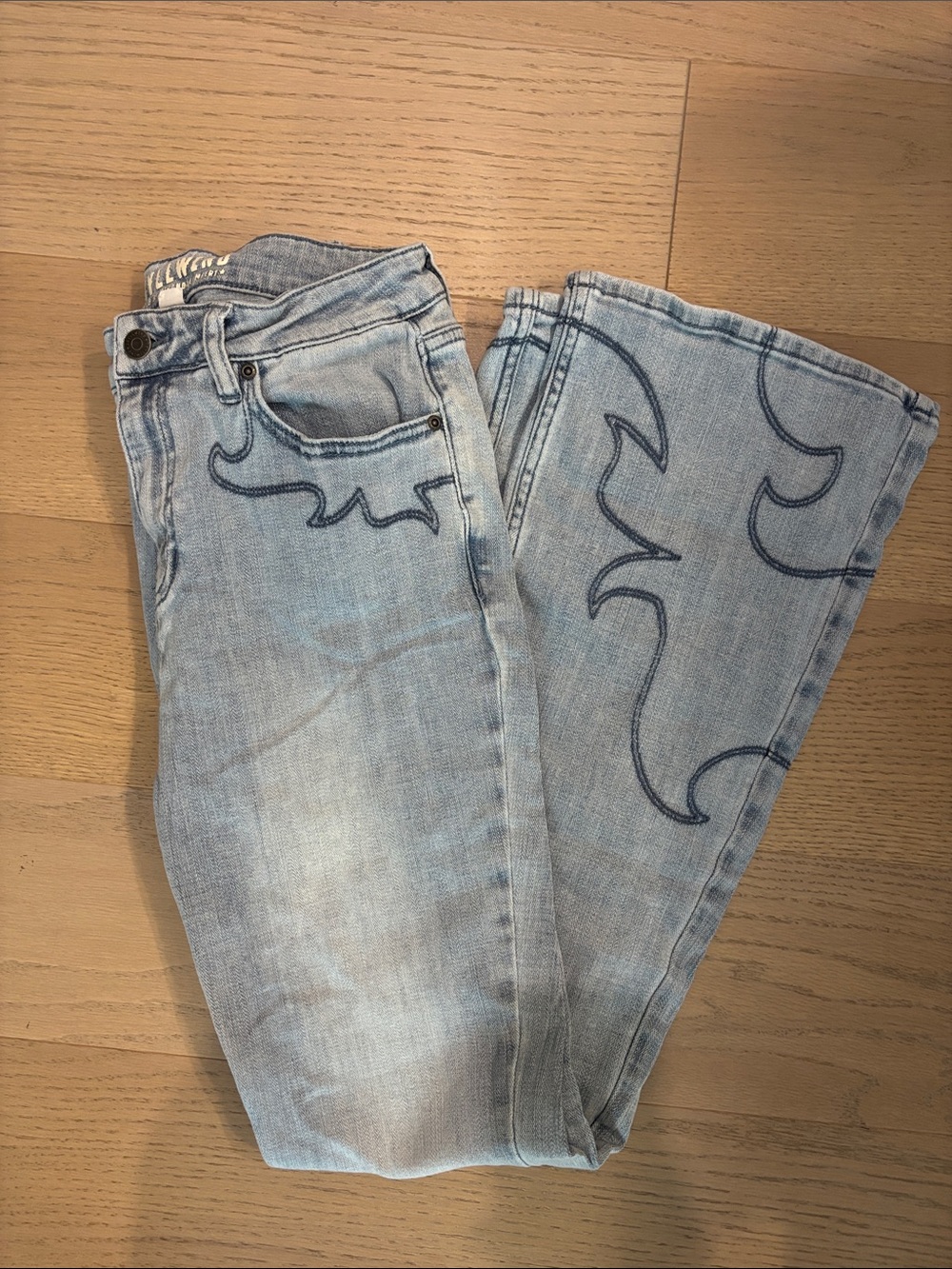 Idyllwind Light Blue Flare Jeans with Boot Stitch Embroidery